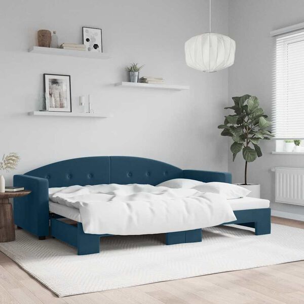 vidaXL Lit de jour avec gigogne sans matelas bleu 80x200 cm