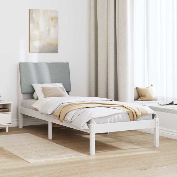 vidaXL Cadre de lit Blanc et gris clair 75 x 190 cm Bois massif en pin