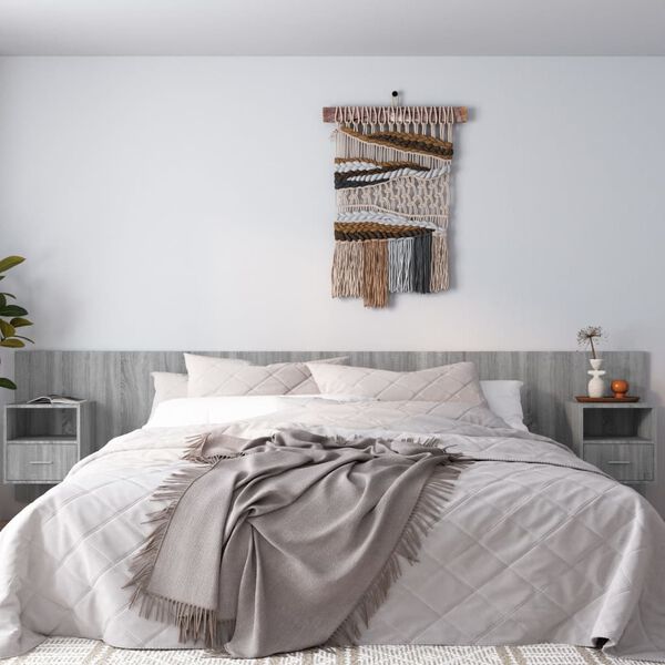 vidaXL T&ecirc;te de lit avec armoires Sonoma gris Bois d'ing&eacute;nierie