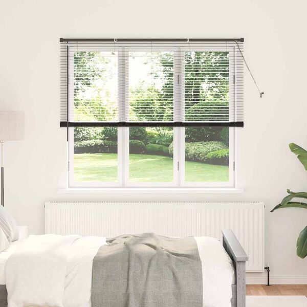 vidaXL Store de Fen&ecirc;tre avec des rideaux Noir Aluminium