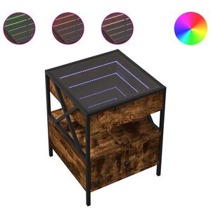 vidaXL Table basse avec LED Infinity ch&ecirc;ne fum&eacute; 40x40x51 cm