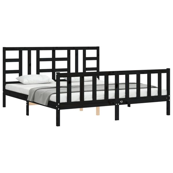 vidaXL Cadre de lit sans matelas noir bois de pin massif