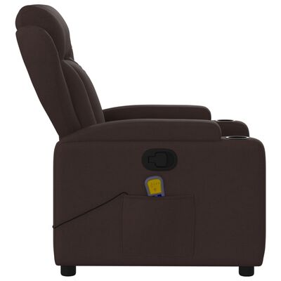 vidaXL Fauteuil de massage inclinable Marron foncé Tissu