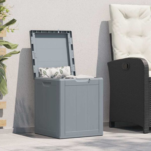 vidaXL Boîte de rangement de jardin 90 L Gris PP aspect bois