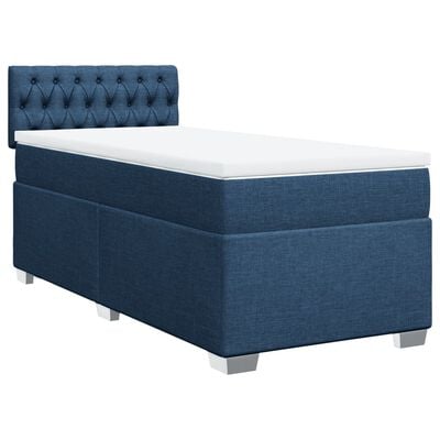 vidaXL Sommier à lattes de lit avec matelas Bleu 90x190 cm Tissu