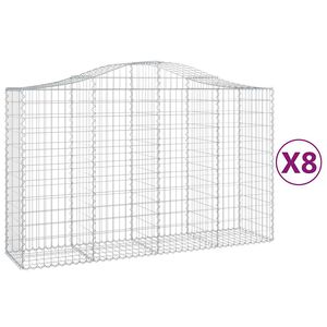 vidaXL Paniers &agrave; gabions arqu&eacute;s 8 pcs 200x50x120/140 cm Fer galvanis&eacute;