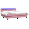 vidaXL Sommier &agrave; lattes de lit avec matelas et LED rose 180x220 cm velours
