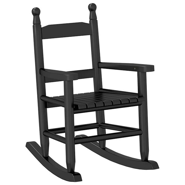 vidaXL Chaise &agrave; bascule enfants noir bois de peuplier massif