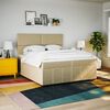 vidaXL Sommier &agrave; lattes de lit avec matelas Cr&egrave;me 200x200 cm Tissu