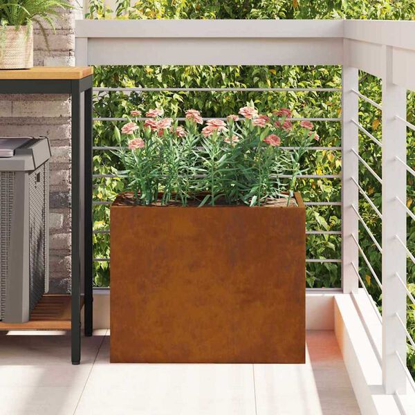 vidaXL Cache-pot de jardin Acier patin&eacute; 50 x 32 x 40 cm Acier patin&eacute;