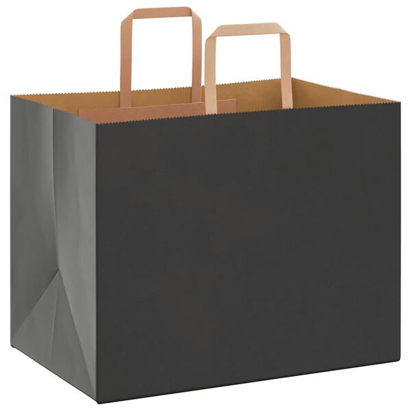vidaXL Sacs en papier 250 pcs avec poign&eacute;es noir 32x22x24 cm