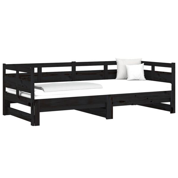 vidaXL Lit coulissant sans matelas noir 2x(80x200)cm
