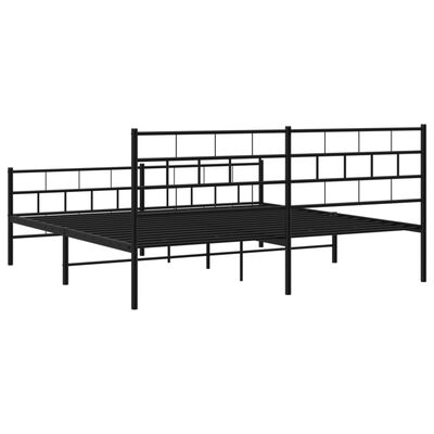 vidaXL Cadre de lit métal sans matelas avec pied de lit noir 183x213cm