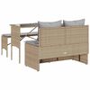 vidaXL Ensemble &agrave; manger de jardin et coussins 3 pcs Beige poly rotin