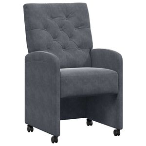 vidaXL Chaises de Salle &agrave; Manger avec Roues 2 pc Velours Gris fonc&eacute;