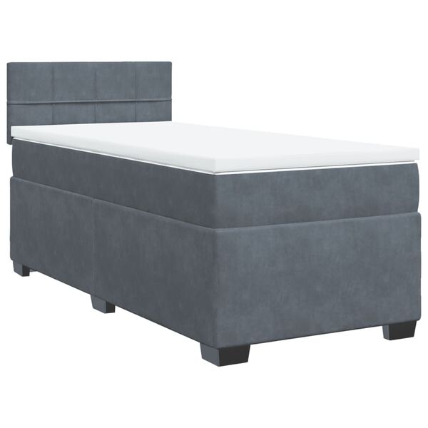 vidaXL Sommier &agrave; lattes de lit et matelas Gris fonc&eacute; 90x200 cm Velours
