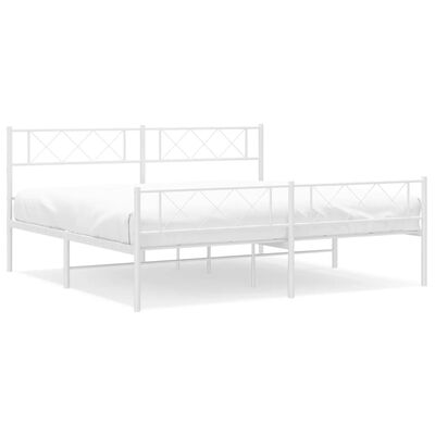 vidaXL Cadre de lit métal sans matelas et pied de lit blanc 180x200 cm