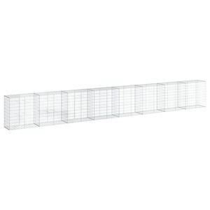 vidaXL Panier gabion avec couvercle 800x50x100 cm fer galvanis&eacute;