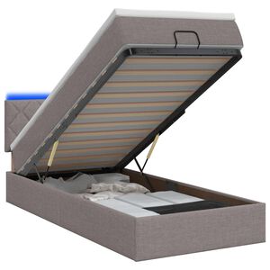 vidaXL Lit coffre avec matelas et LED Taupe 100 x 200 cm Tissu