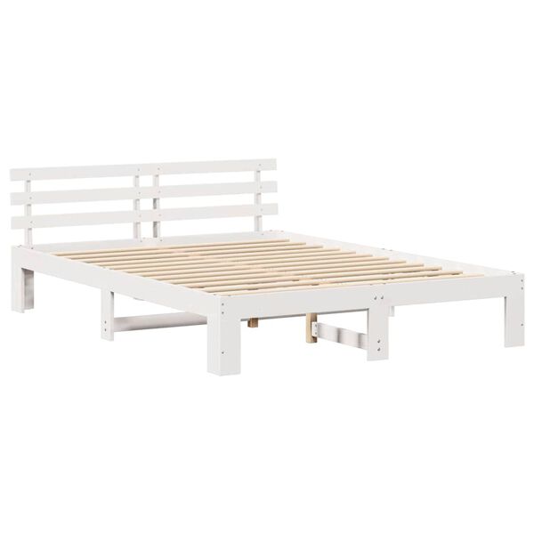 vidaXL Cadre de lit avec t&ecirc;te de lit Blanc 160 x 200 cm Pin massif