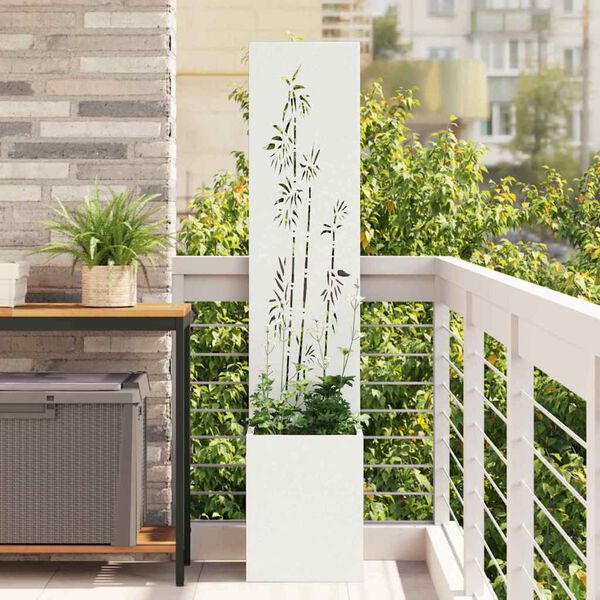 vidaXL &Eacute;cran de confidentialit&eacute; de jardin Floral Blanc 32 x 140 cm