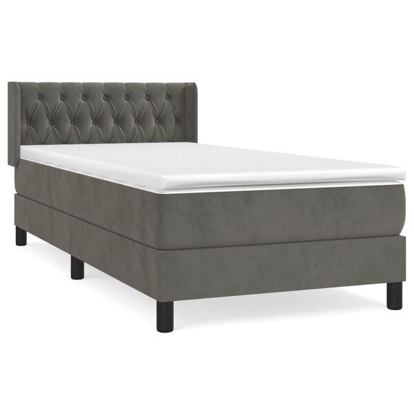 vidaXL Sommier &agrave; lattes de lit avec matelas Gris fonc&eacute; 100x200 cm