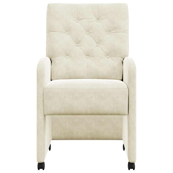vidaXL Chaises de Salle &agrave; Manger avec Roues 2 pcs Cr&egrave;me Velours