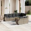 vidaXL Salon de jardin 9 pcs avec coussins gris résine tressée