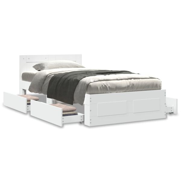 vidaXL Cadre de lit avec t&ecirc;te de lit sans matelas blanc 90x190 cm