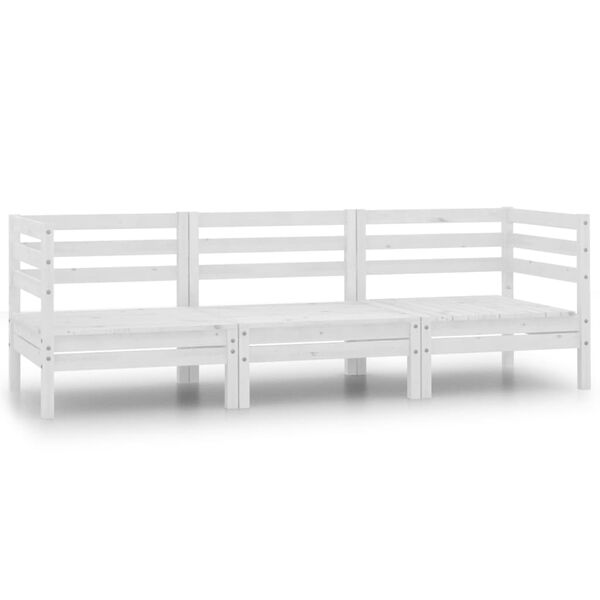 vidaXL Salon de jardin 3 pcs Bois de pin massif Blanc
