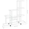 vidaXL Support pour plantes sur roues 94,5x25x92,5 cm Blanc M&eacute;tal