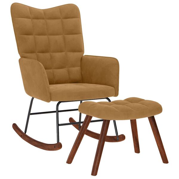 vidaXL Chaise &agrave; bascule avec repose-pied marron velours