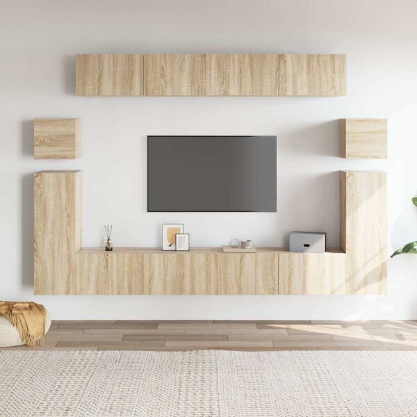 vidaXL Ensemble de meubles TV 8 pcs Ch&ecirc;ne sonoma Bois d'ing&eacute;nierie