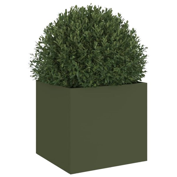 vidaXL Jardini&egrave;re vert olive 32x30x29 cm acier