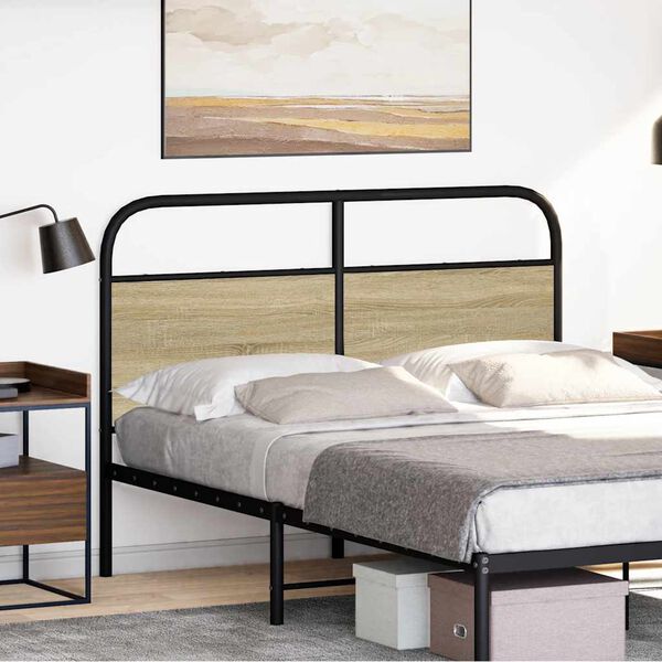 vidaXL T&ecirc;te de lit ch&ecirc;ne sonoma 135 cm acier et bois d'ing&eacute;nierie