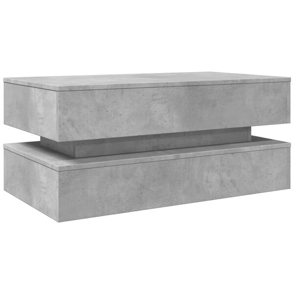 vidaXL Table basse avec lumi&egrave;res LED gris b&eacute;ton 90x50x40 cm