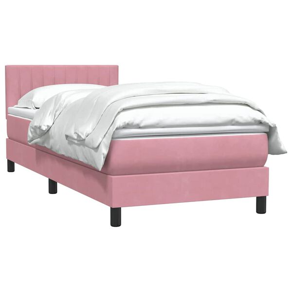 vidaXL Sommier &agrave; lattes de lit avec matelas rose 80x220 cm velours