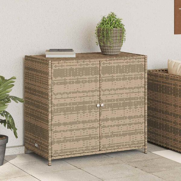 vidaXL Armoire de rangement de jardin beige 83x45x76 cm résine tressée