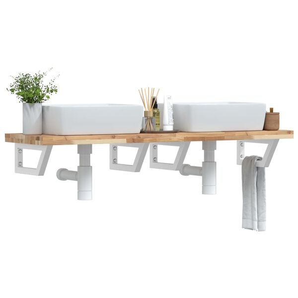 vidaXL &Eacute;tag&egrave;re de vasque murale acier et bois massif d'acacia