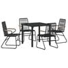 vidaXL Ensemble de salle &agrave; manger pour jardin 5 pc Noir
