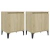 vidaXL Tables de chevet avec pieds en m&eacute;tal ch&ecirc;ne sonoma 40x30x50 cm