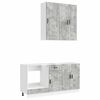 vidaXL Unit&eacute; de cuisine PORTO 5 pc Gris b&eacute;ton Bois d'ing&eacute;nierie