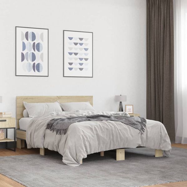 vidaXL Cadre de lit sans matelas chêne sonoma 140x200 cm