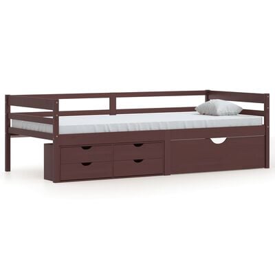 vidaXL Cadre de lit avec rangement sans matelas marron foncé 90x200 cm