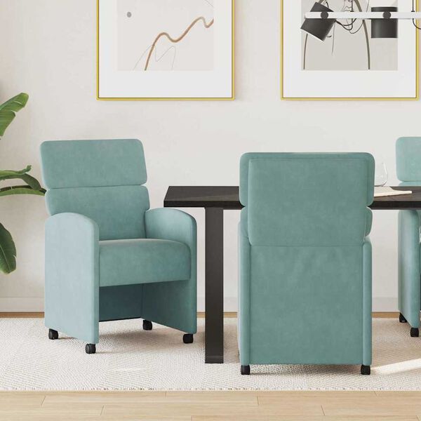 vidaXL Chaises de Salle &agrave; Manger avec Roues 2 pcs Vert marin Velours