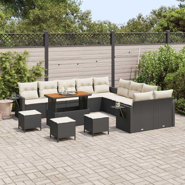 vidaXL Ensemble de canap&eacute; de jardin 14 pcs Noir polyrotin
