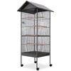 vidaXL Cage &agrave; oiseaux avec toit Acier Noir 66 x 66 x 155 cm