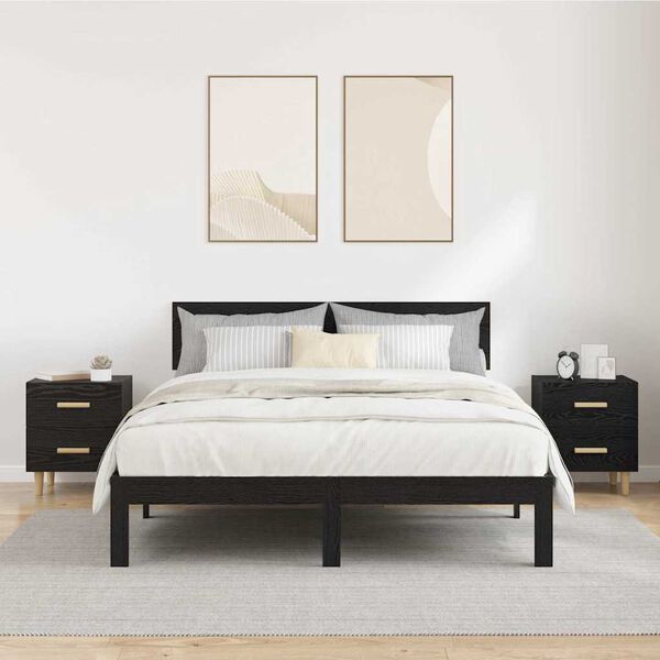 vidaXL Armoire de lit avec tiroir 2 pcs Ch&ecirc;ne noir 40 x 35 x 47.5cm