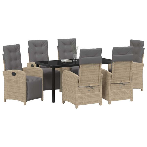 vidaXL Ensemble de salle &agrave; manger pour jardin 7 pcs Beige polyrotin