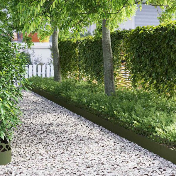 vidaXL Bordures de pelouse 10 pcs Vert olive 103 x 0,05 x 22 cm Acier